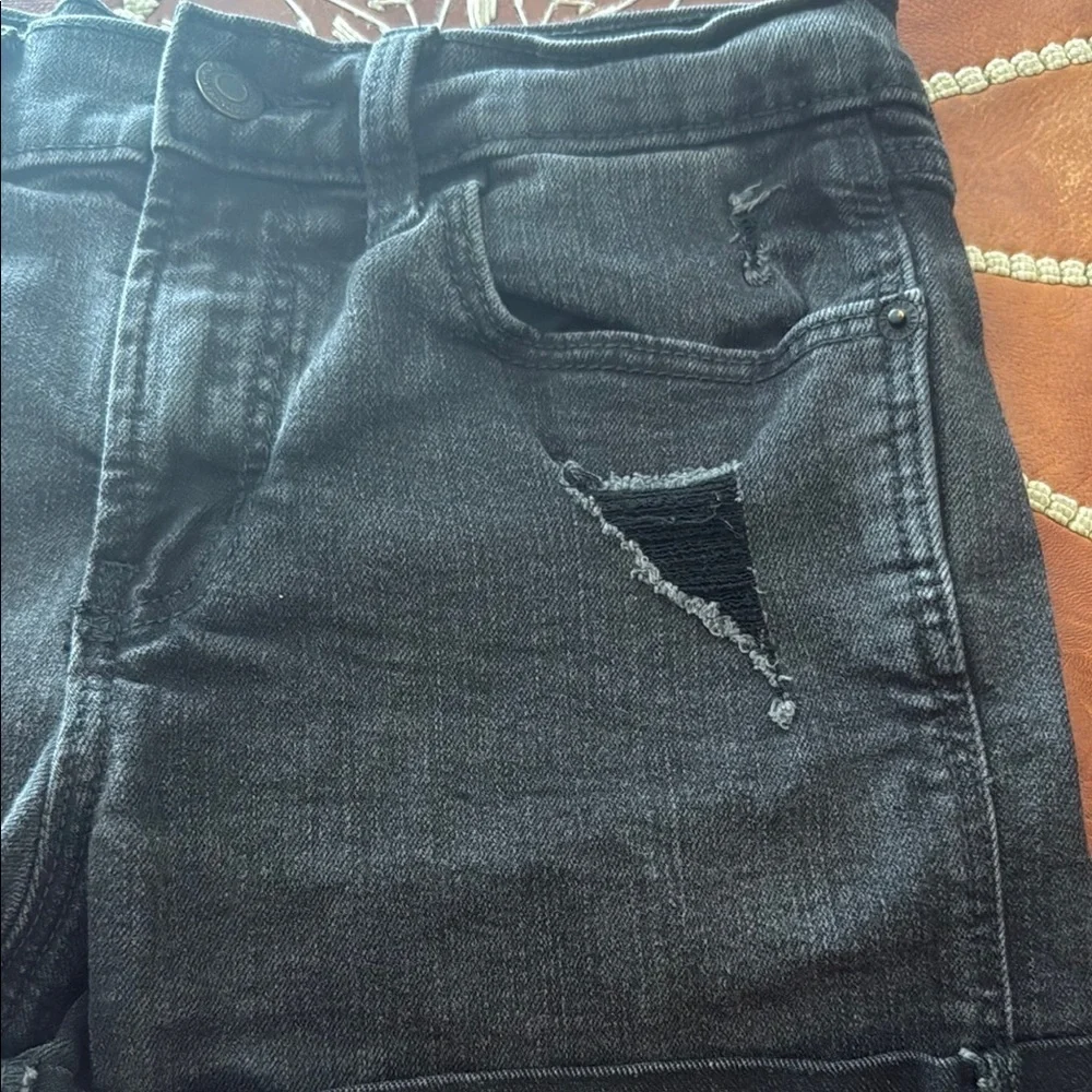 Old Navy Black Jean Shorts Distressed Mid-Thigh